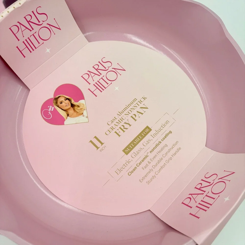 Paris Hilton 11 Inch Cast Aluminum Ceramic Nonstick Fry Pan Blush Pink